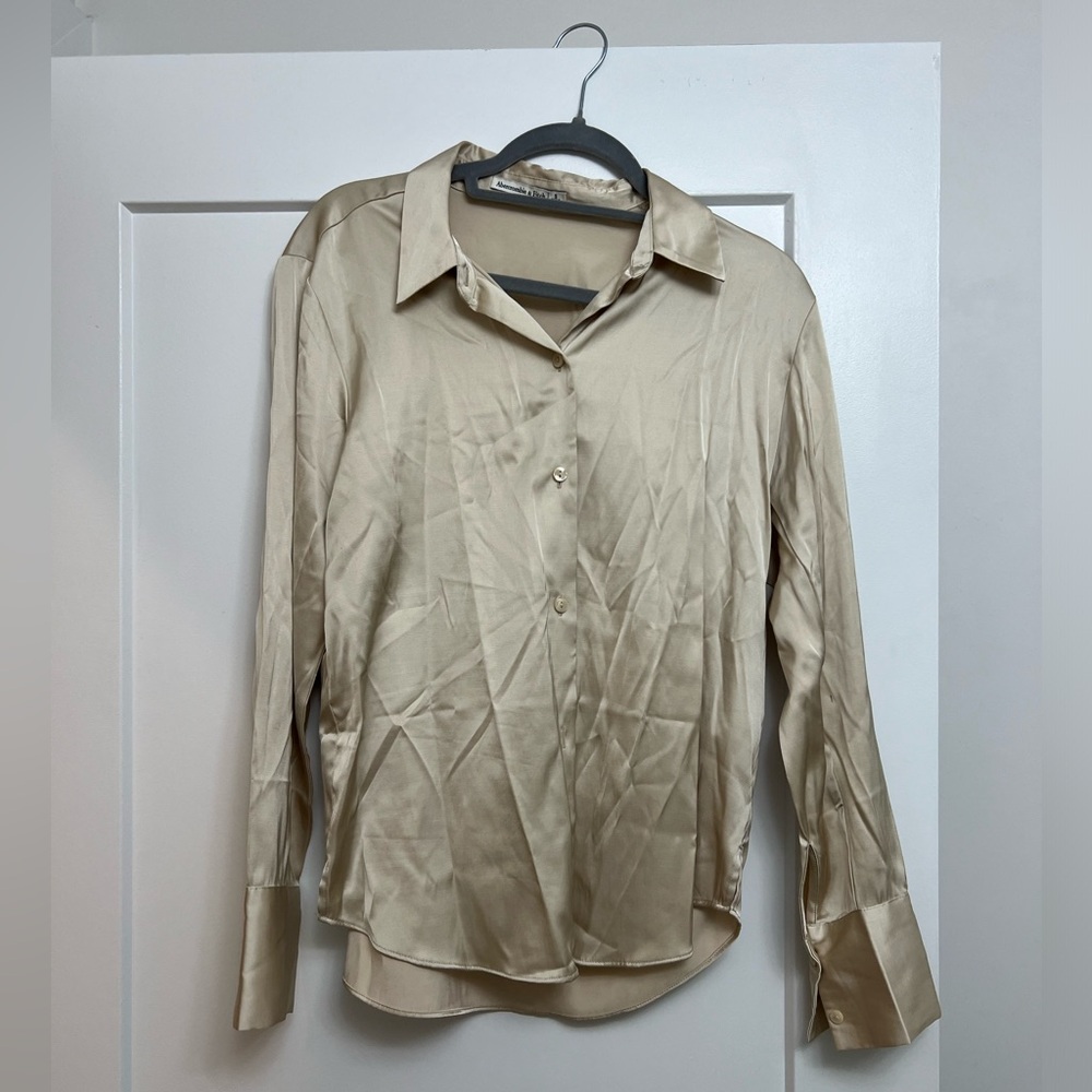 Abercrombie Long Sleeve Button Up Top (Champagne Color)